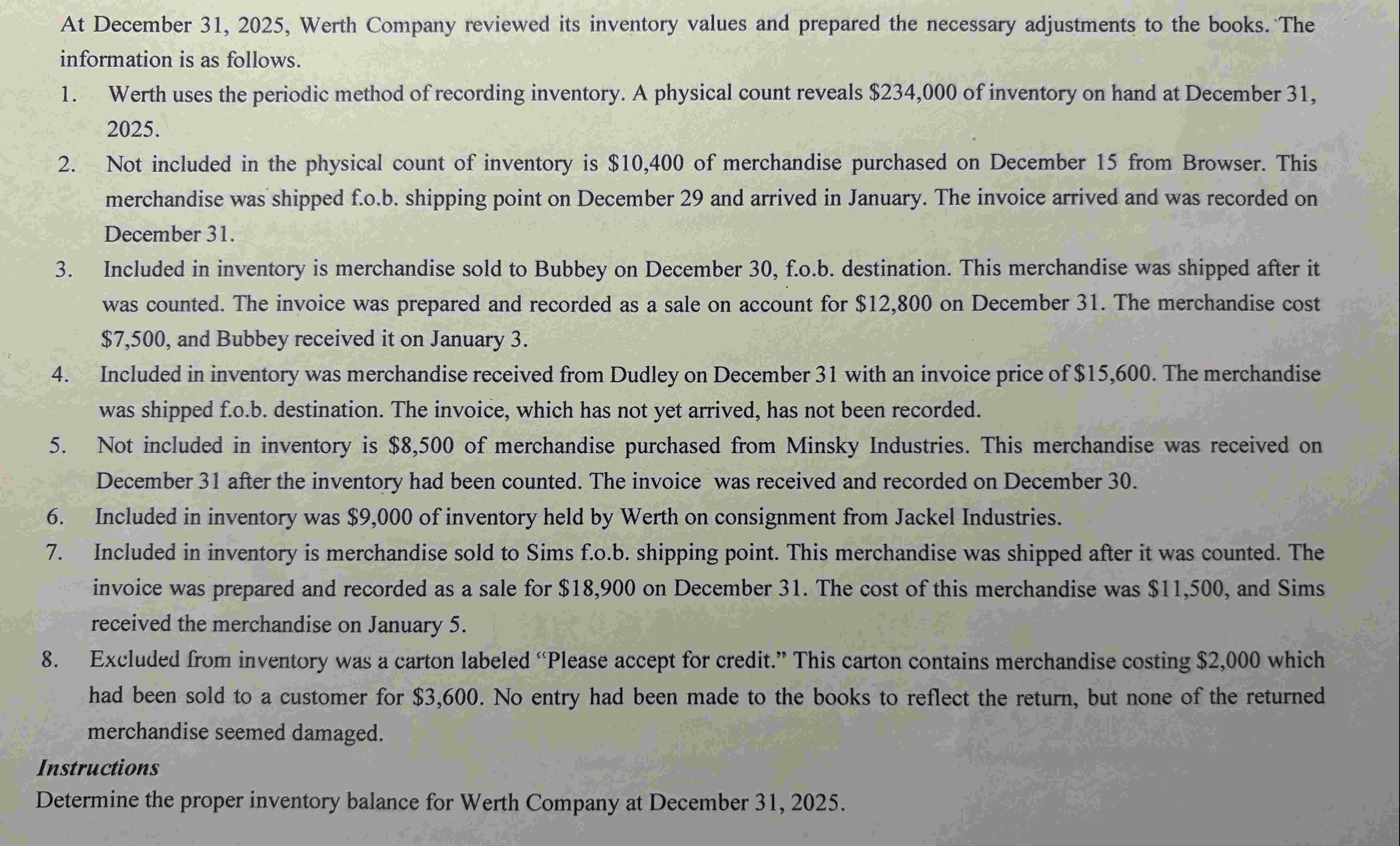 At December 3 1 , 2 0 2 5 , Werth Company