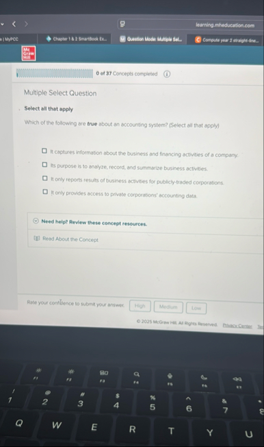 0 of 3 7 Concepts completed ( 1 ) Multiple Select