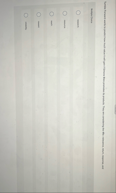 Tumble Forward wants to predict how much value if