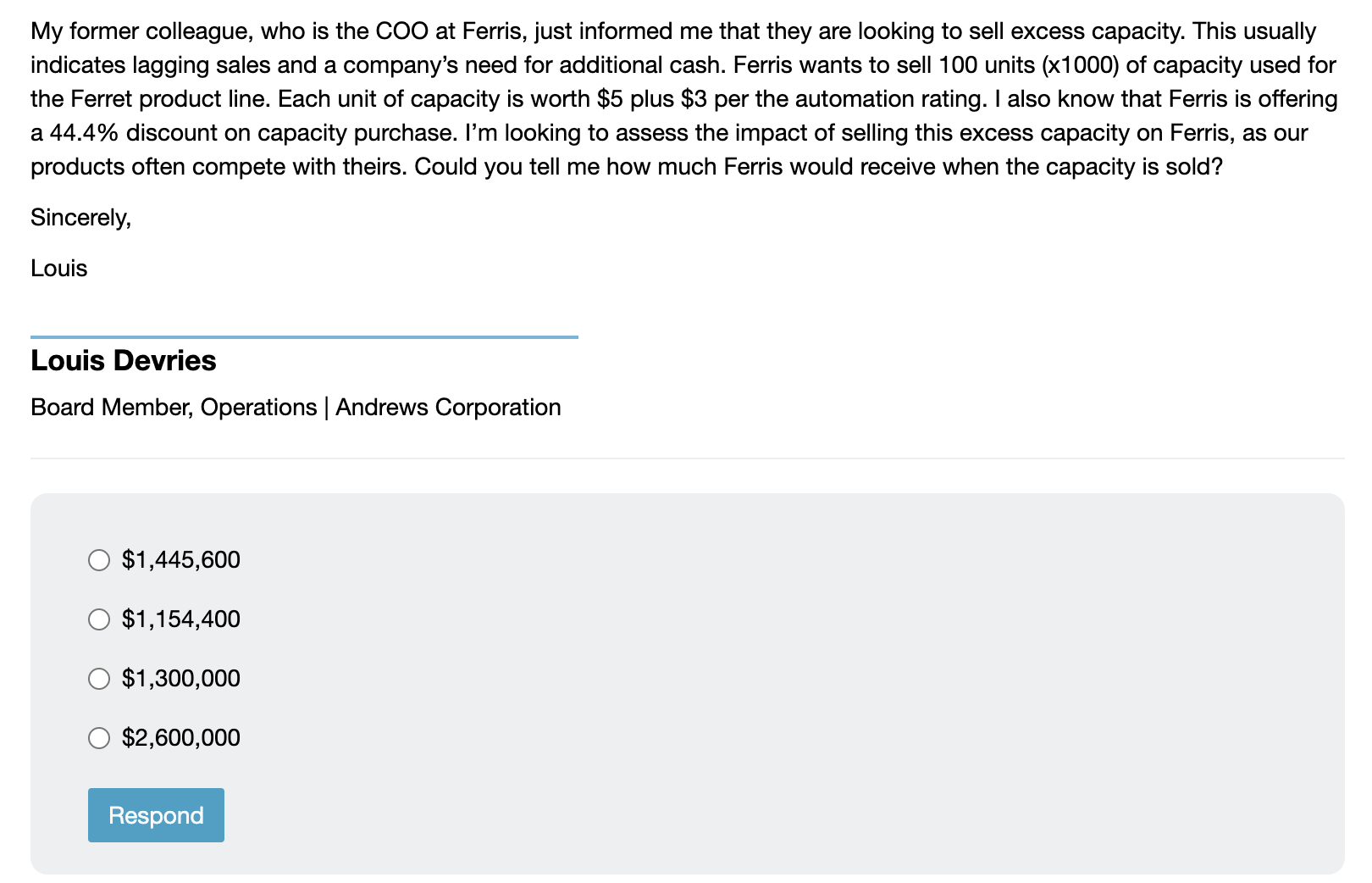 Please help with CapSim email homework attach