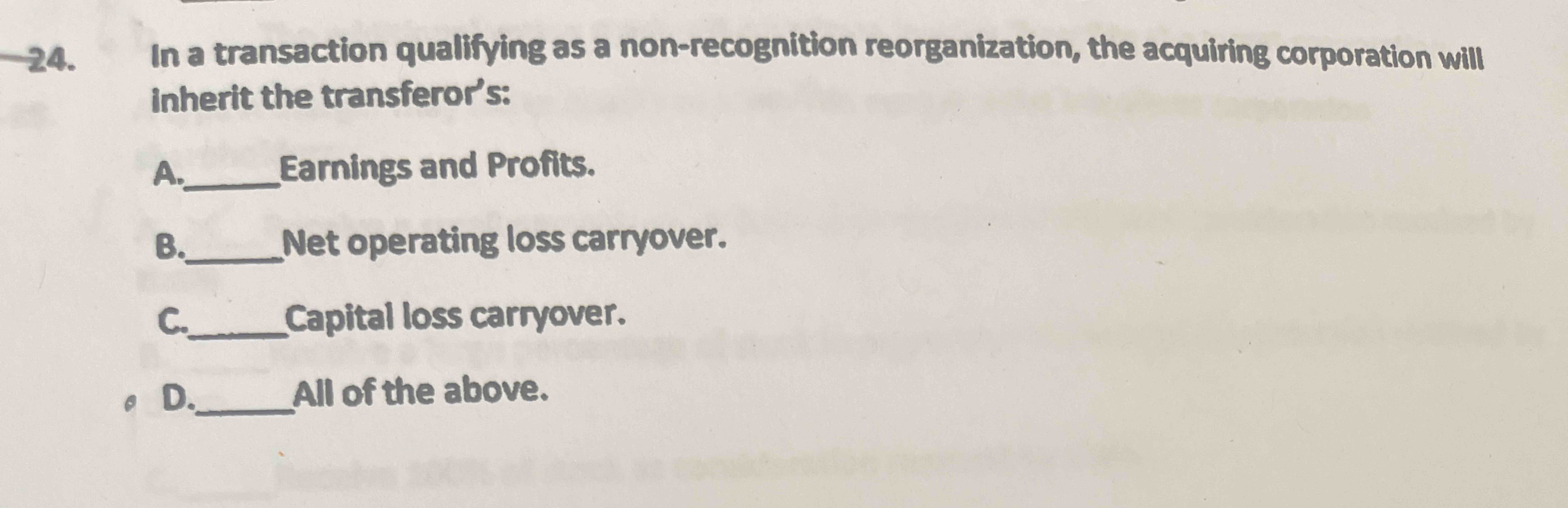 2 4 . In a transaction qualifying as a non -
