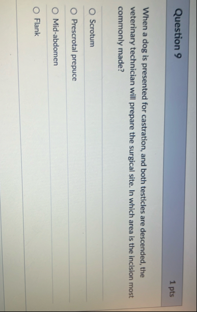 Question 9 1 pts When a dog is presented for