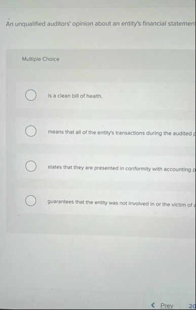 An unqualified auditors' opinion about an