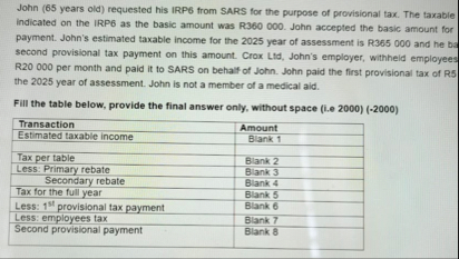 John ( 6 5 years old ) requested his IRP 6 from
