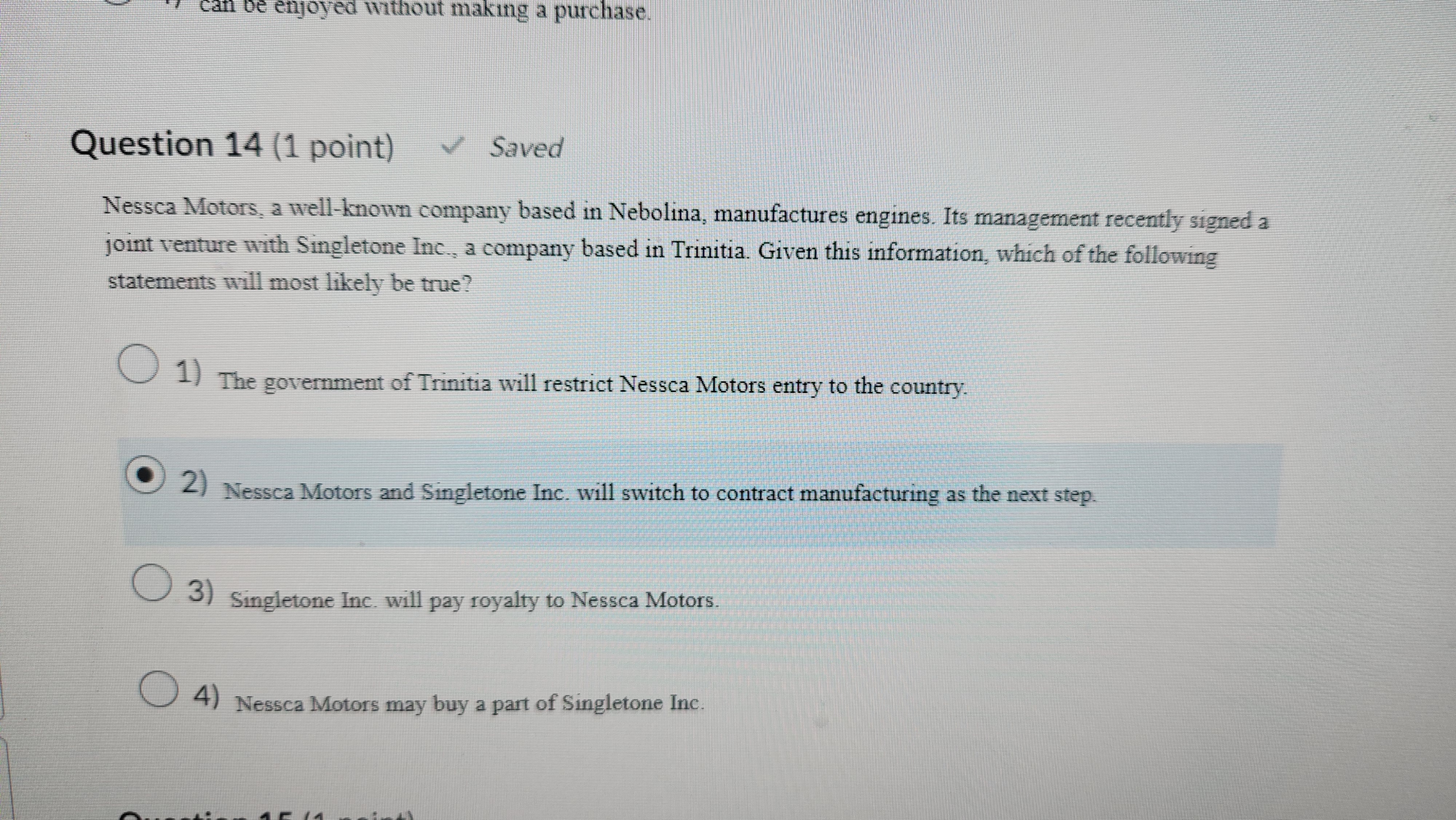 Question 1 4 ( 1 point ) \ ( \ checkmark \ )