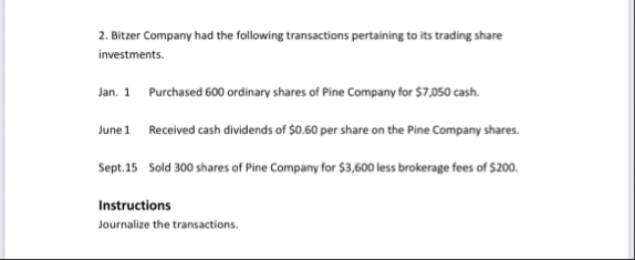 Bitzer Company had the following transactions