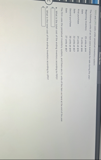 SHow Mo How FIFO and LIFO costs under perpetual