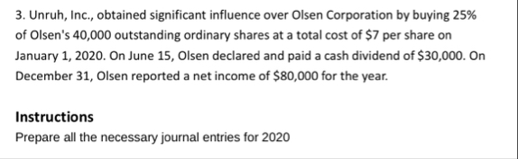 Unruh, Inc., obtained significant influence over