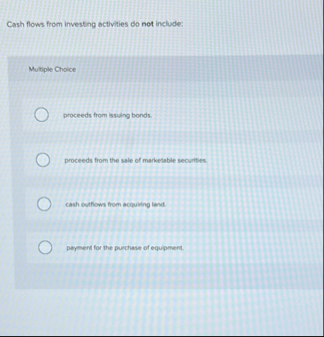 Cash flows from investing activities do not