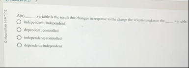 A ( n ) variable is the result that changes in