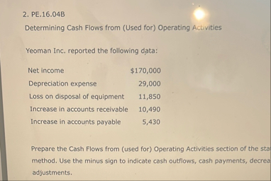 PE . 1 6 . 0 4 B Determining Cash Flows from (