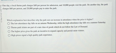 One day, a local theme park charges $ 4 0 per