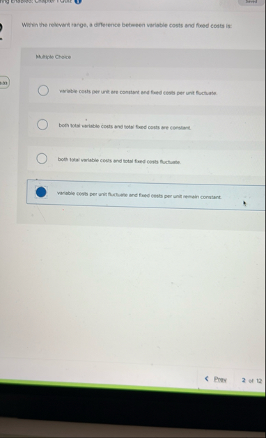 Whin the relevant range, a difference between