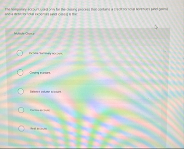 The temporary account used only for the closing