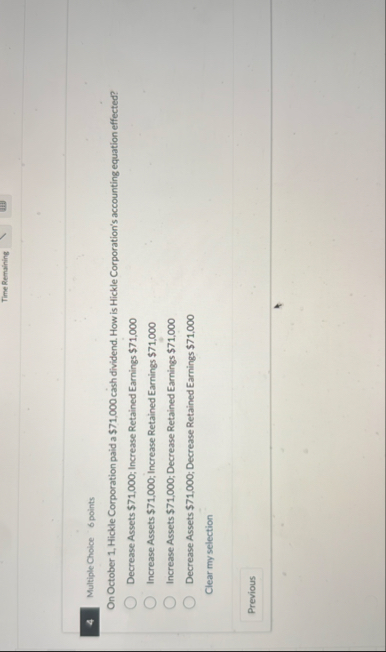 Time Remaining Multiple Choice 6 points On