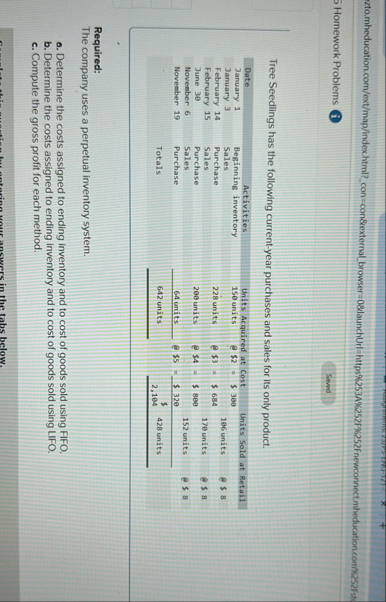 5 Homework Problems ( i ) Swed Tree Seedlings has