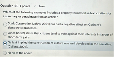 Question 1 1 ( 1 point ) Saved Which of the