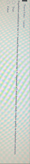 True or False 1 point Regulations established by
