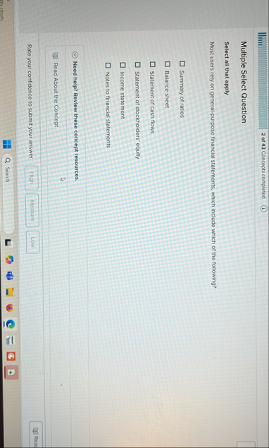 Illm 2 of 4 3 Concepts completed Multiple Select