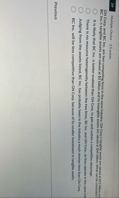 3 9 Multiple Choice , 2 . 5 points GN Corp. and