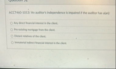 ACCT 4 6 0 - 1 0 1 3 / An auditor's independence