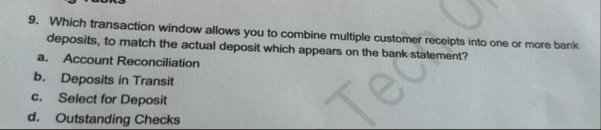 Which transaction window allows you to combine