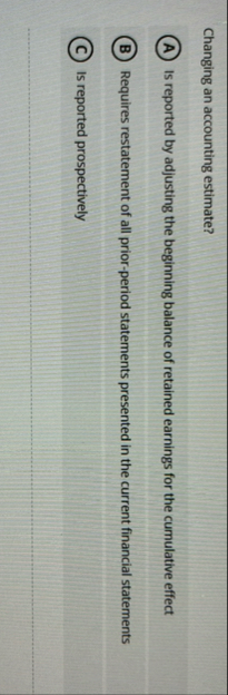 Changing an accounting estimate? Is reported by