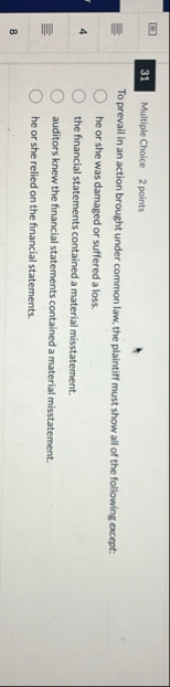 3 1 Multiple Choice 2 points To prevail in an