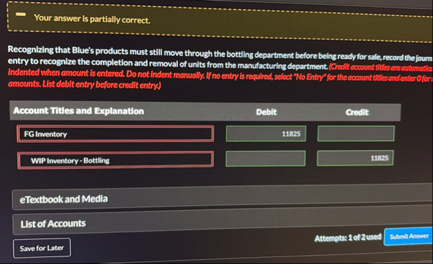 Your answer is partially correct. Recognizing