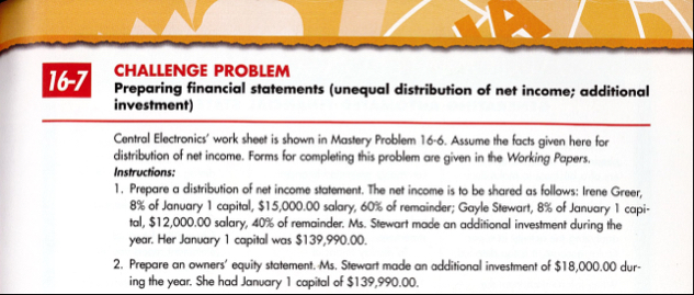 1 6 - 7 CHALLENGE PROBLEM Preparing financial