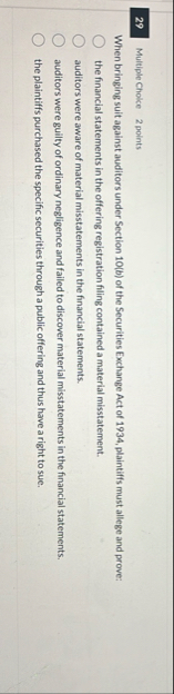 2 9 Multiple Choice 2 points When bringing suit