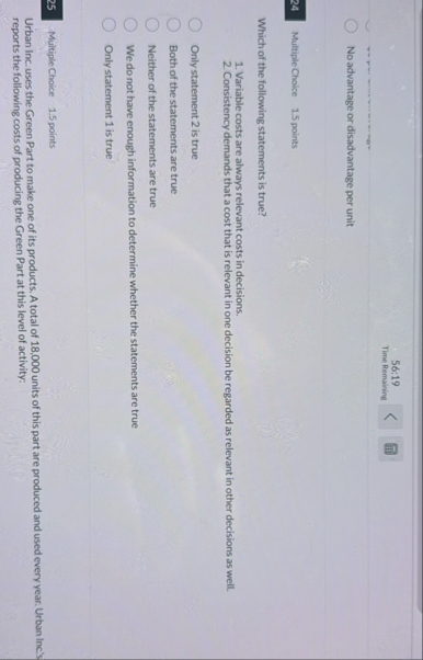 5 6 : 1 9 Time Remaining No advantage or