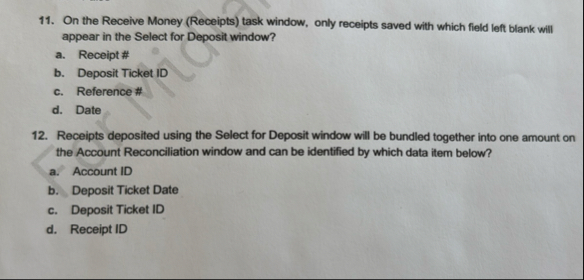 On the Receive Money ( Receipts ) task window,