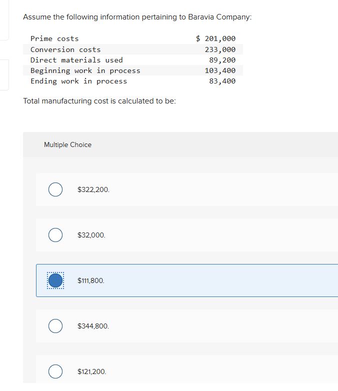 Assume the following information pertaining to