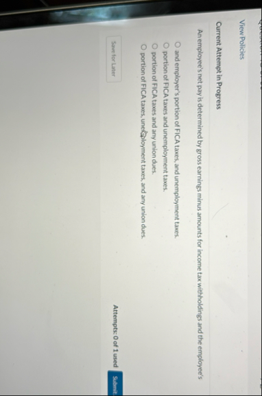 View Policies Current Attempt in Progress An