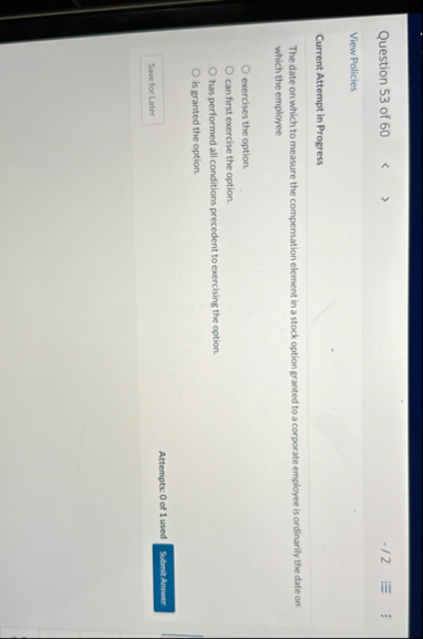 Question 5 3 of 6 0 - / 2 View Policies Current