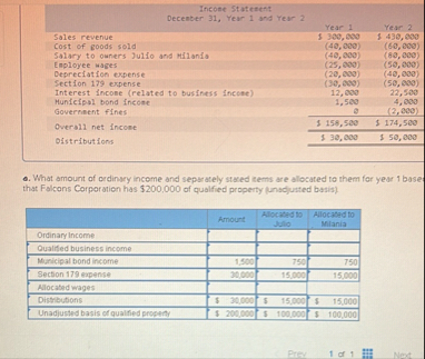 Help me answer the chart based off year one of