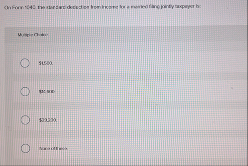 On Form 1 0 4 0 , the standard deduction from