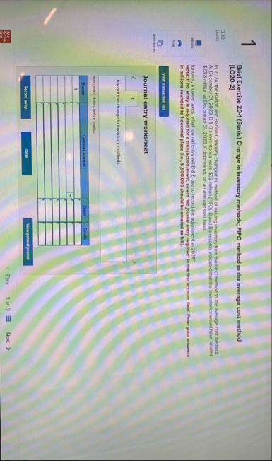 Brief Exercise 2 0 - 1 ( Static ) Change in