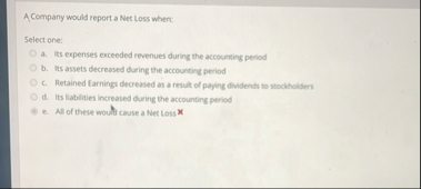 A Company would report a Net Loss when: Setect