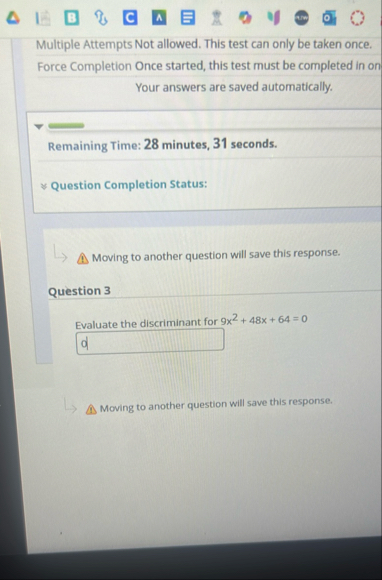 Multiple Attempts Not allowed. This test can only