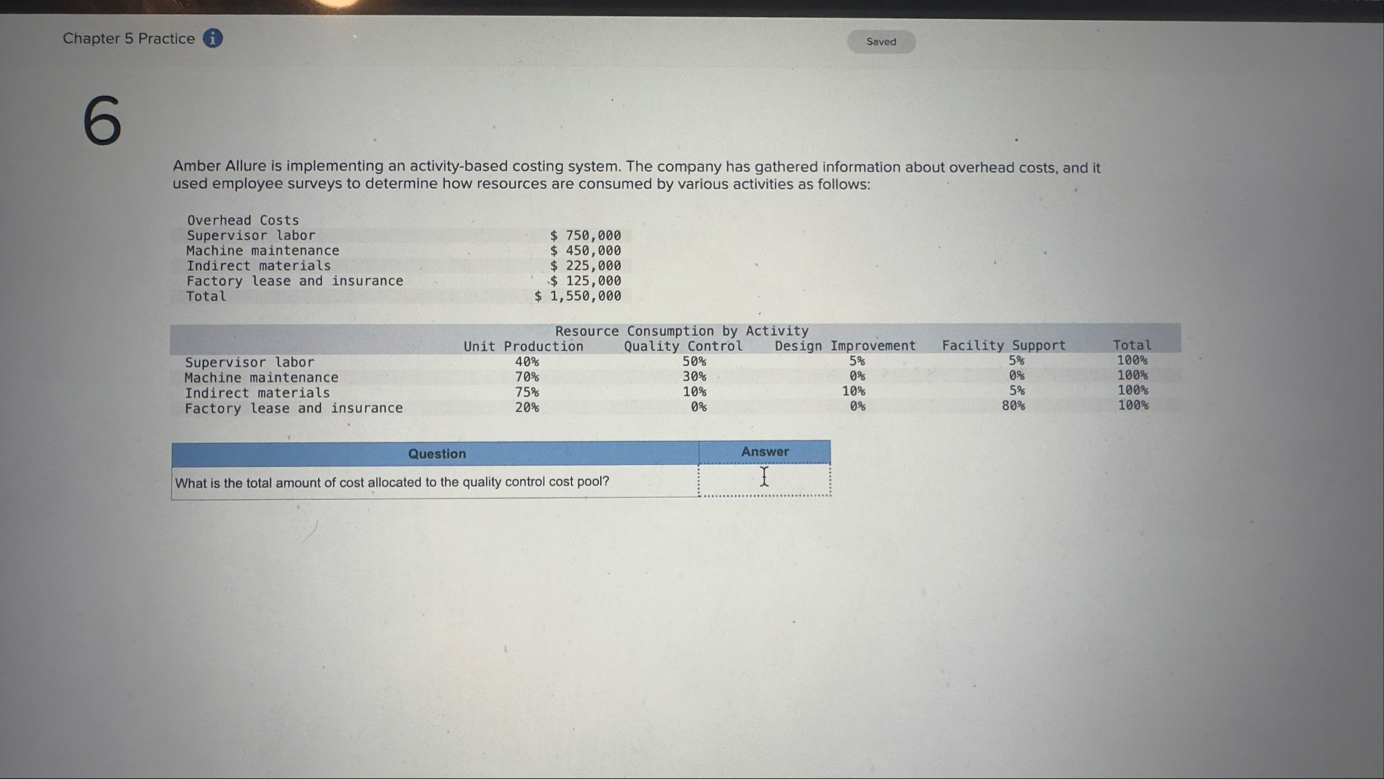 Chapter 5 Practice ( i ) Amber Allure is