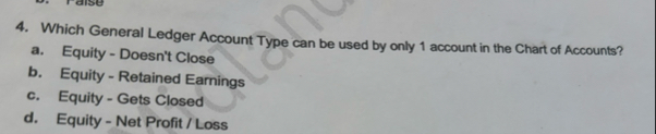 Which General Ledger Account Type can be used by