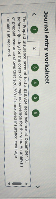 Journal entry worksheet 1 2 3 4 5 6 The Prepaid