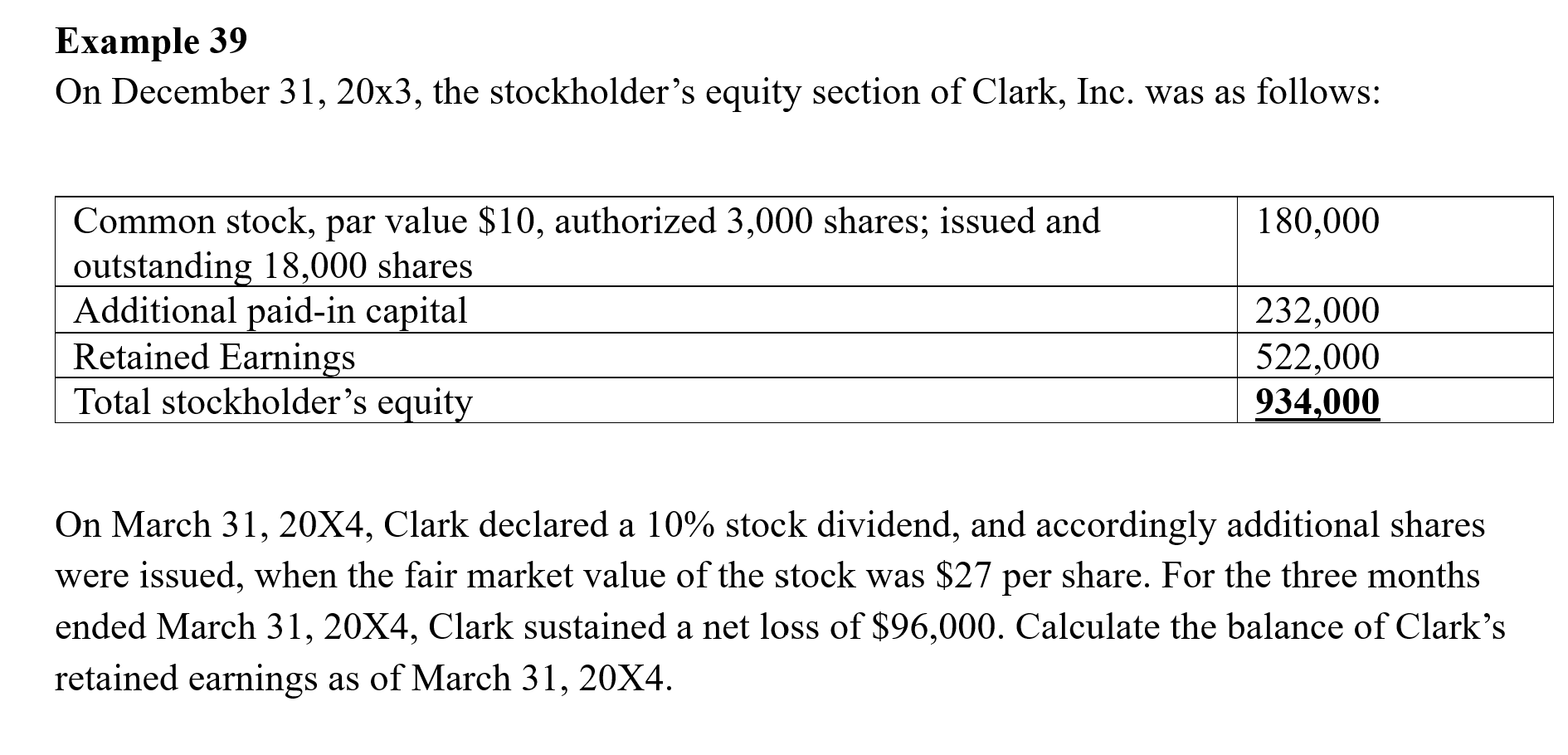 Example 3 9 On December 3 1 , 2 0 x 3 , the