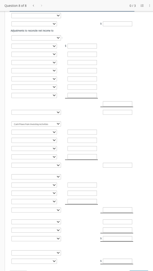 Please help with statement of cash flows.