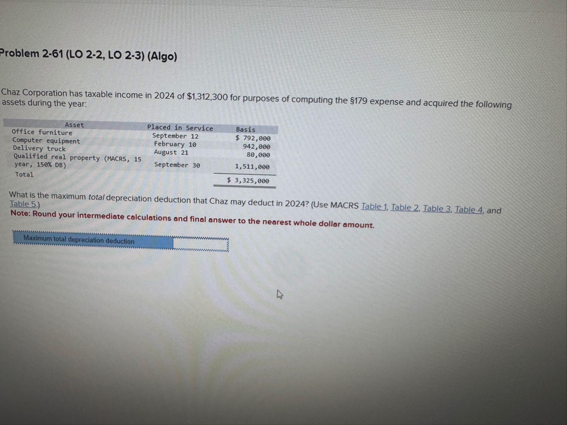 Problem 2 - 6 1 ( LO 2 - 2 , LO 2 - 3 ) ( Algo )