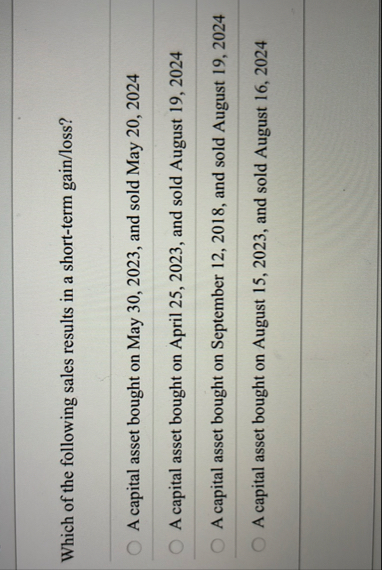 Which of the following sales results in a short -