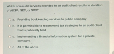 Which non - audit services provided to an audit