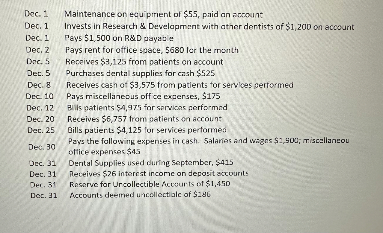 Could you do the same statements for December? (